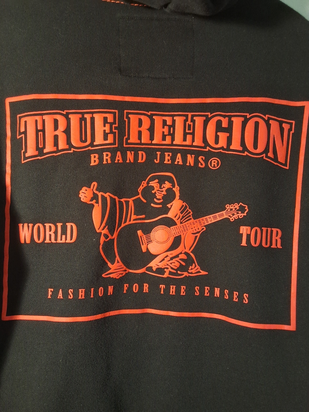 True Religion World Tour Zip Hoodie Black Red Contrast Stitch Logo Size Large - Picture 3 of 6
